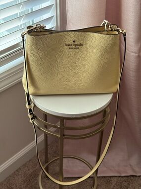 kate spade Pebbled Leather Crossbody in Pale Yellow with Gold Hardware